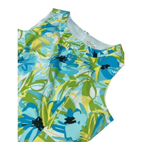 kim rogers midi length A-line dress cotton blend size 16 floral tropical - Picture 9 of 9